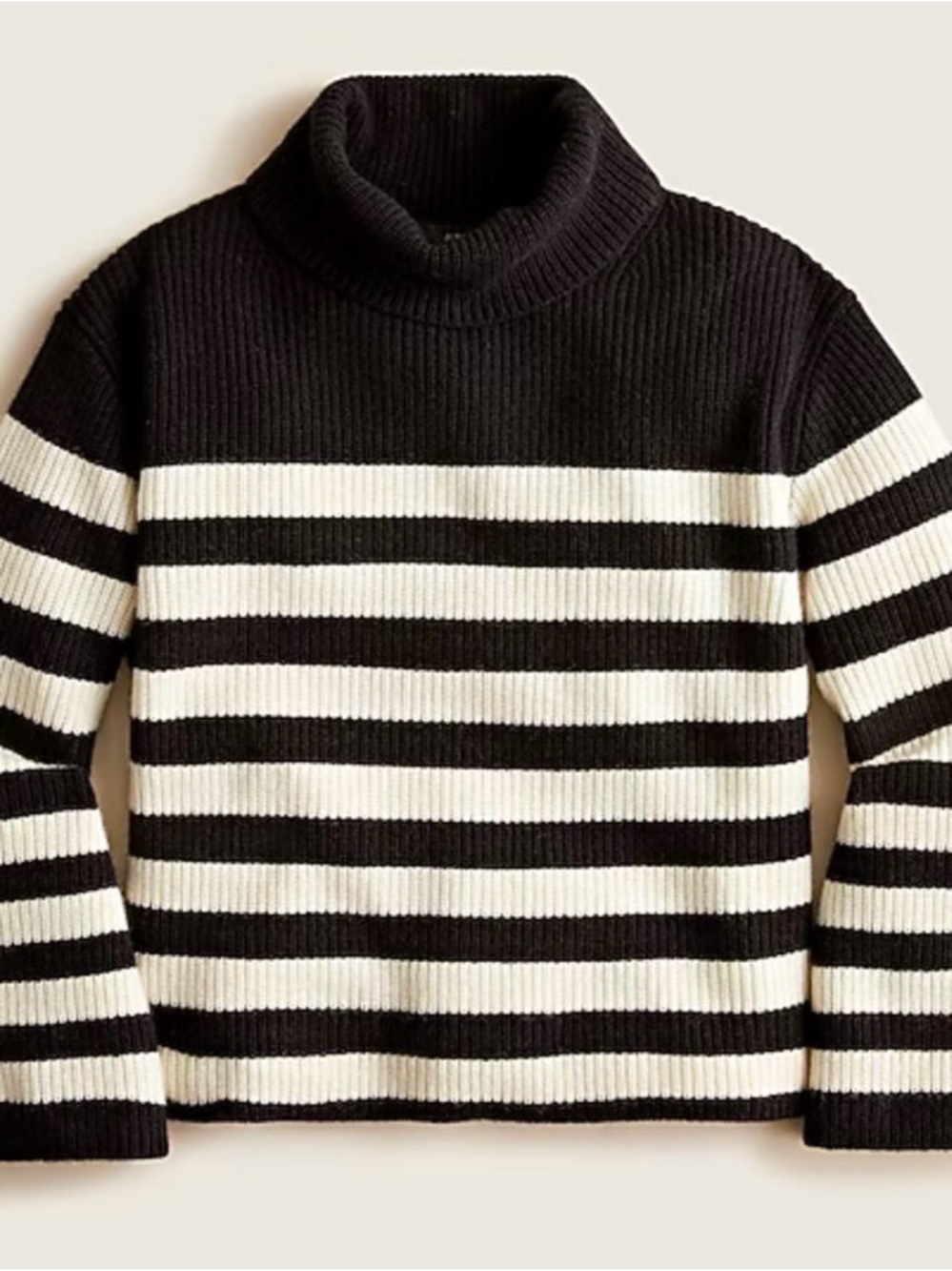 J.Crew Relaxed Turtleneck in Black White Stripe